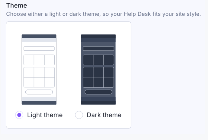 Screenshot of the Theme selection component within the AudioEye Platform