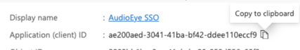 Screenshot showing the Application (client) ID property.